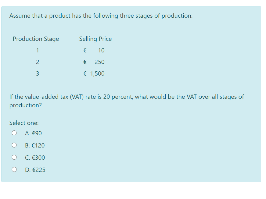 Solved Assume that a product has the following three stages