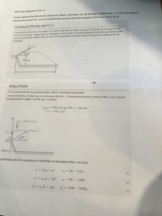 Solved MATLAB Assignment No. 3 7, Write A Program Using | Chegg.com