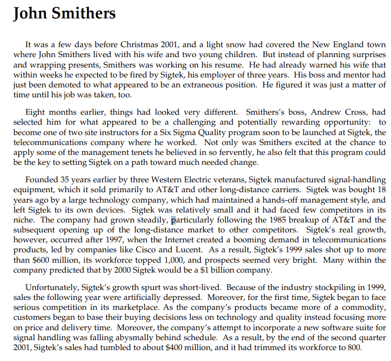 Solved John Smithers It was a few days before Christmas Chegg com