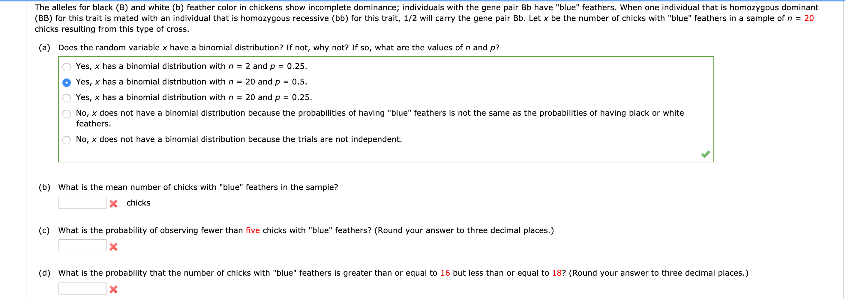 Solved The Alleles For Black (B) And White (b) Feather Color | Chegg.com