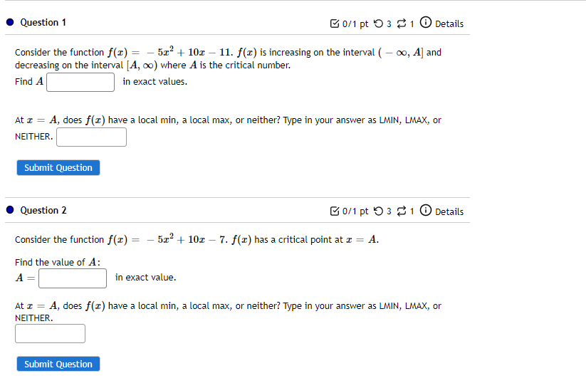 Solved Question 1 B0/1 Pt 3 3 2 1 Details 9 Consider The | Chegg.com