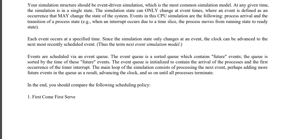 Solved Topic 1: Simulation: Cpu Scheduling Algorithms 