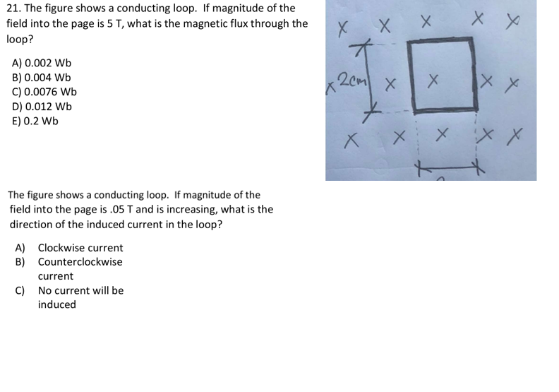 Solved X X X X 21. The figure shows a conducting loop. If | Chegg.com