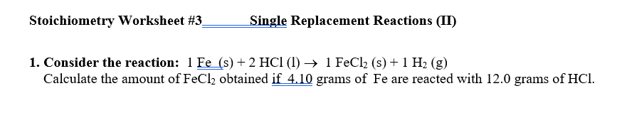 Solved Stoichiometry Worksheet #1 Gram-Mole Conversions | Chegg.com