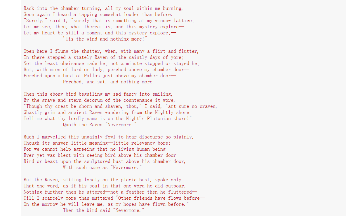 Solved Problem 4 [10 points] Below is the poem "The Raven" | Chegg.com