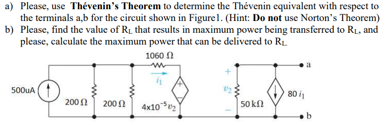 Solved A) Please, Use Thévenin's Theorem To Determine The | Chegg.com