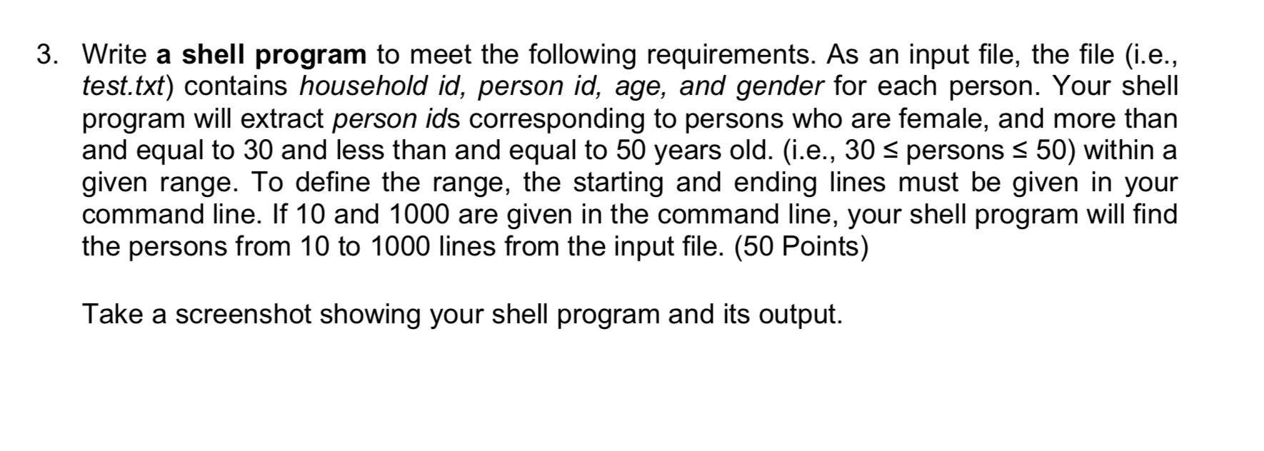 Solved 3. Write a shell program to meet the following | Chegg.com