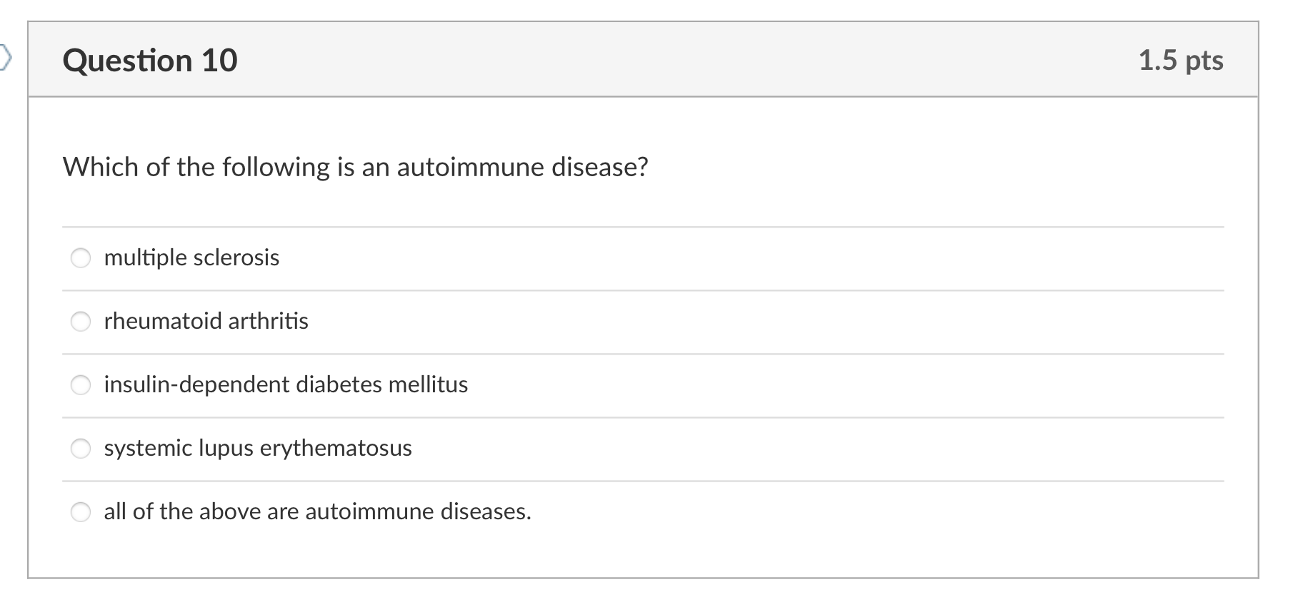 Solved Question 9 1.5 pts Allergies are the result of an | Chegg.com