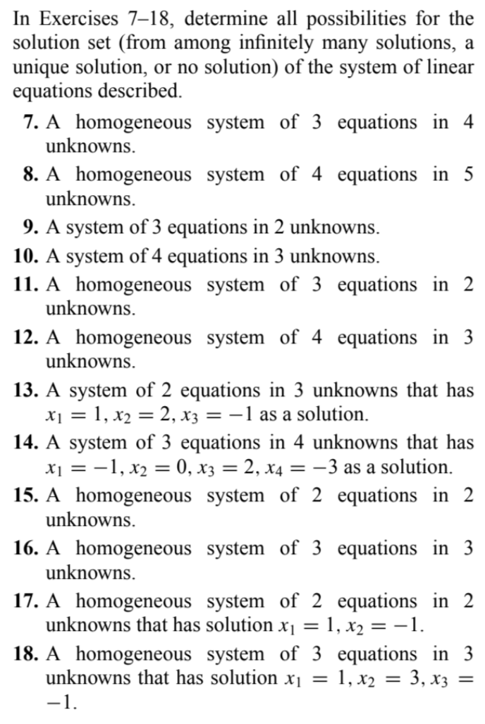 Solved Please explain how to tell if a system has infinite, | Chegg.com