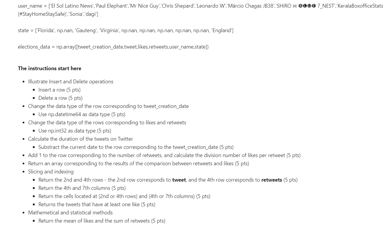 Assignment Below is the code that creates data for | Chegg.com