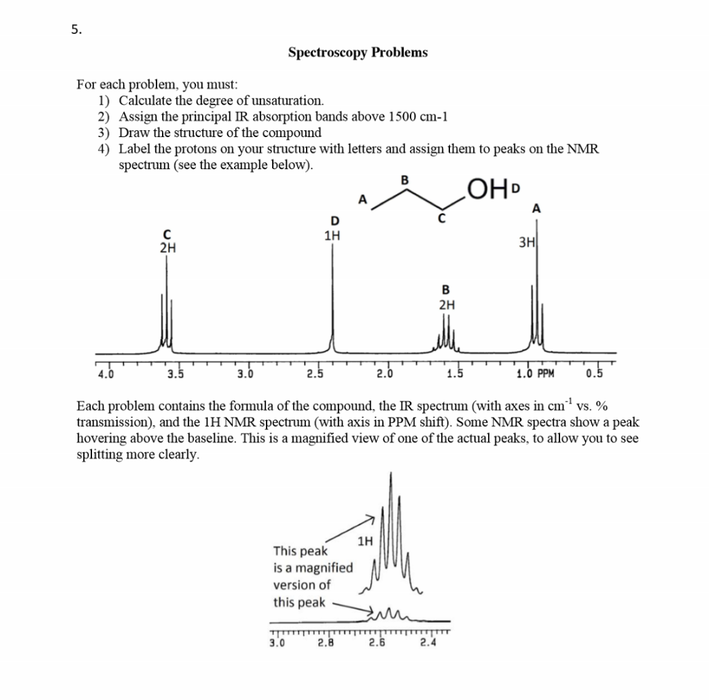 Solved 5. Spectroscopy Problems For Each Problem, You Must: | Chegg.com