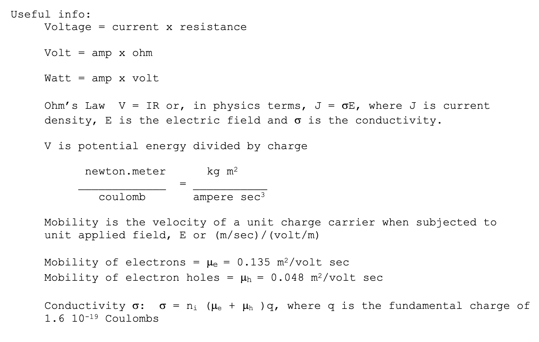 Solved Iseful info: Voltage = current x resistance Volt | Chegg.com