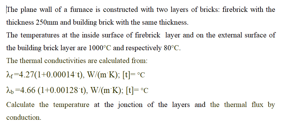 Solved The plane wall of a furnace is constructed with two | Chegg.com