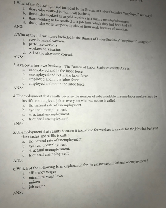 Solved 1.Who of the following is not included in the Bureau | Chegg.com