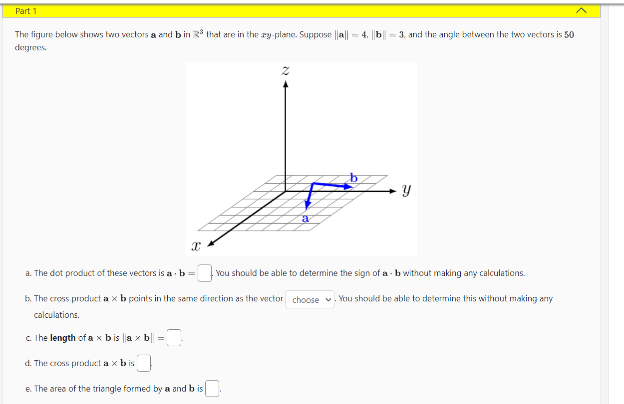 Solved The Figure Below Shows Two Vectors A And B In R3 That | Chegg.com