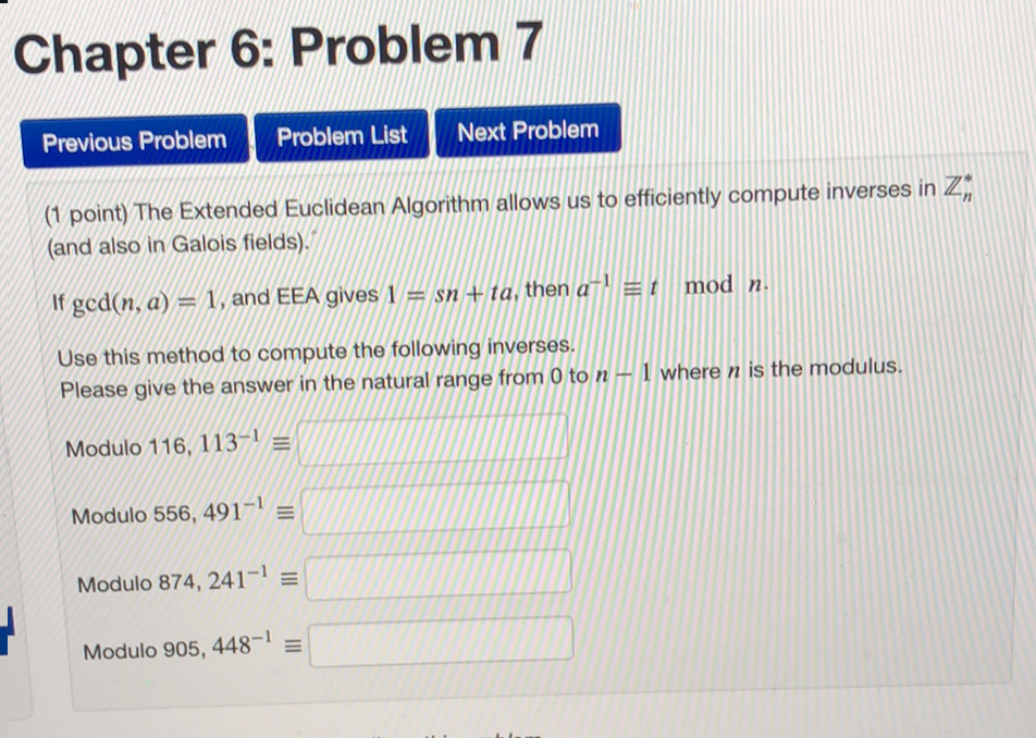 Solved Chapter 6: Problem 7 Previous Problem Problem List | Chegg.com