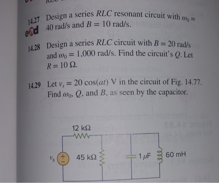 Solved Series RLC Resonant Circuit With A),- 10 Rad/s. 40 | Chegg.com