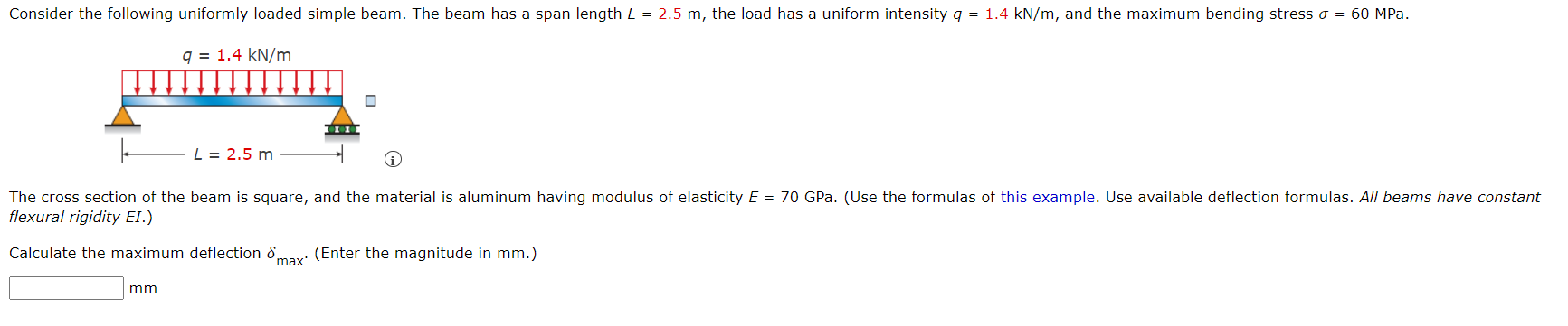 Solved Consider The Following Uniformly Loaded Simple Beam. | Chegg.com