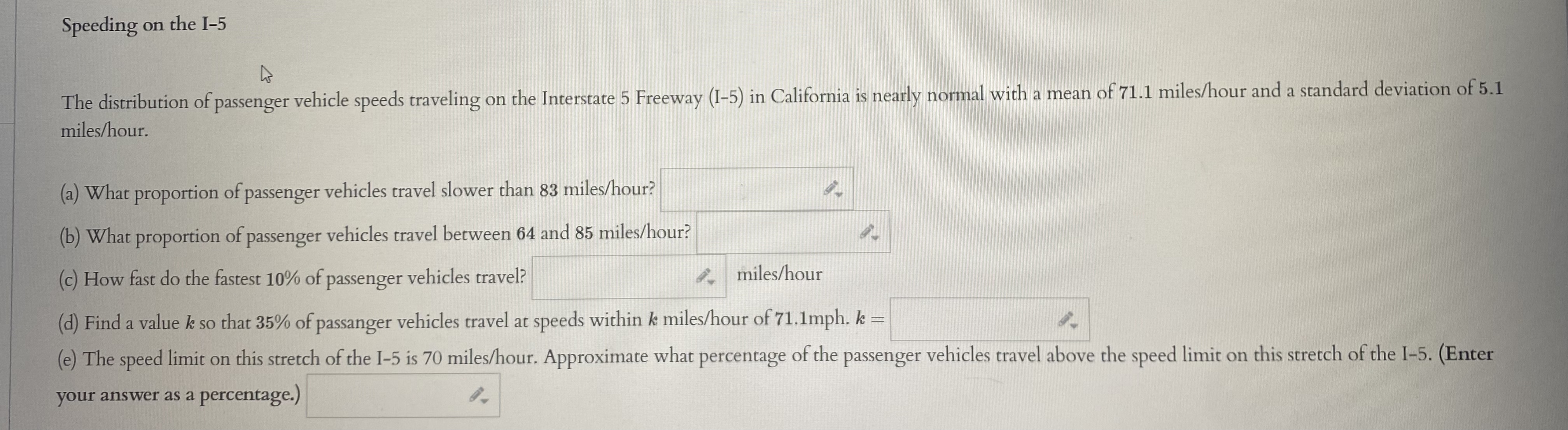 Solved The distribution of passenger vehicle speeds | Chegg.com