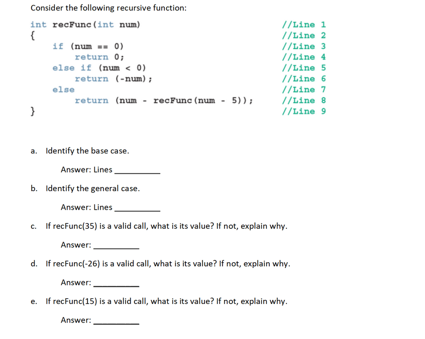 Solved Consider The Following Recursive Function: A. | Chegg.com