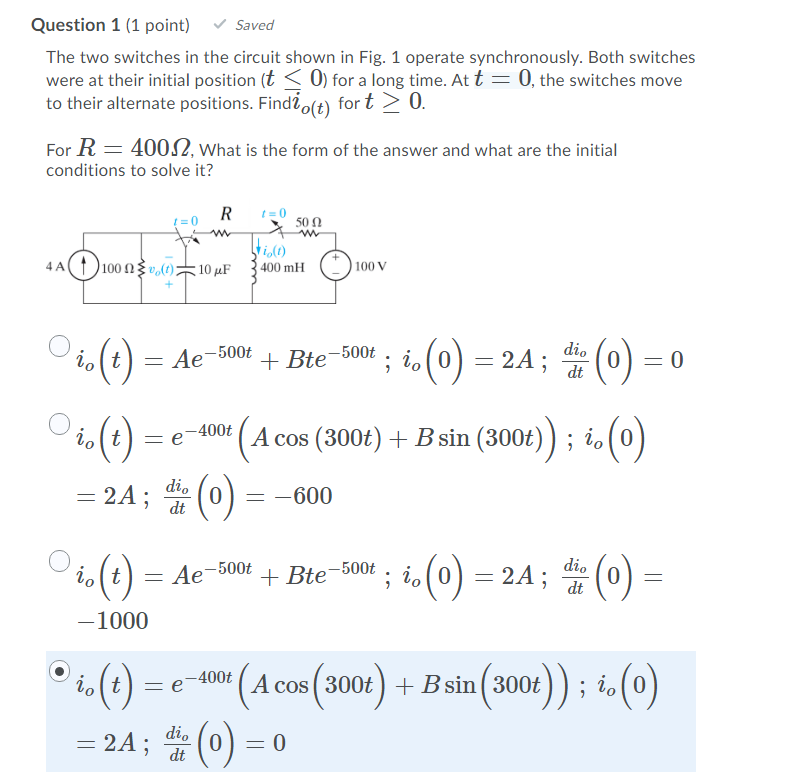 Solved Question 1 (1 Point) Saved The Two Switches In The | Chegg.com