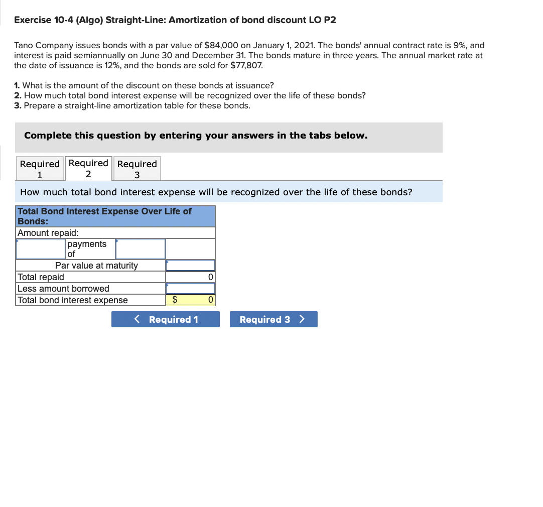 Solved exercise 10 4 algo straight line amortization of chegg