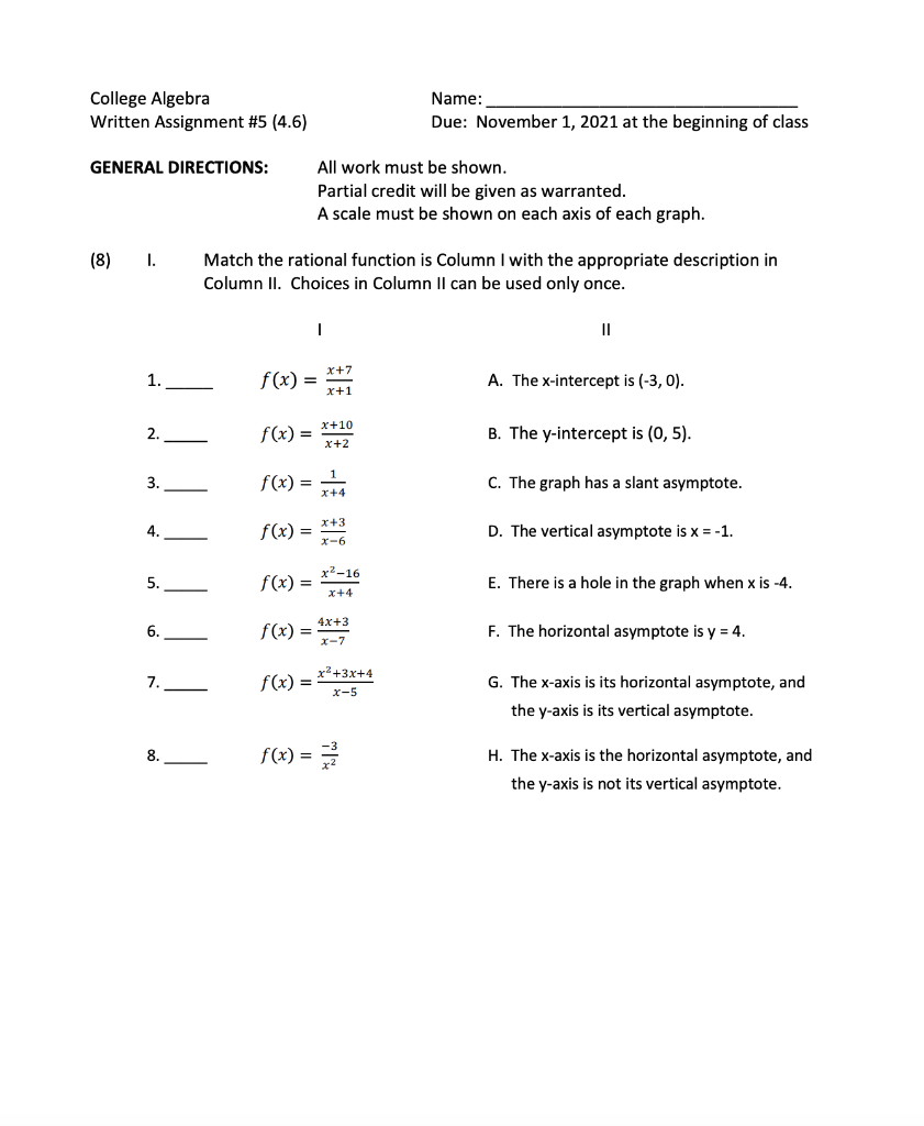 module 6 written assignment college algebra