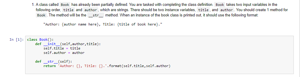 1. A class called Book has already been partially | Chegg.com