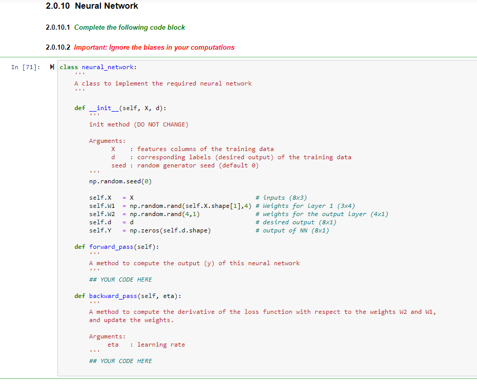 Solved 2.0.4 Forward Pass In the forward pass, the output of | Chegg.com