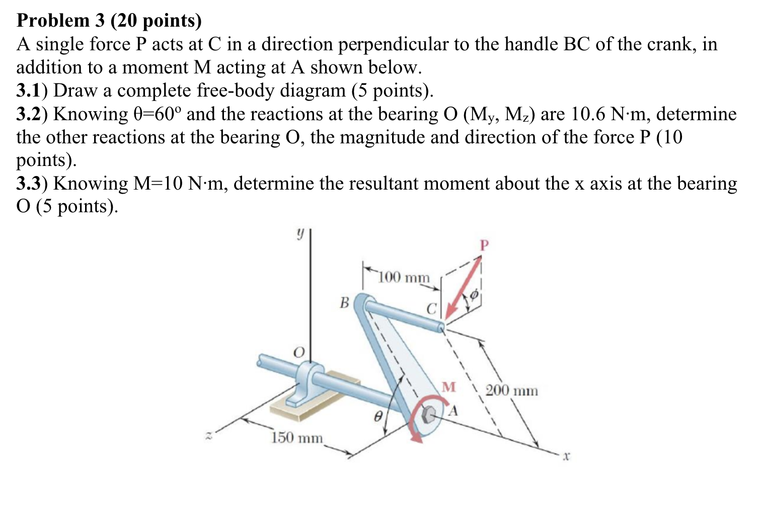 Solved Problem 3 20 points A single force P acts at C in a