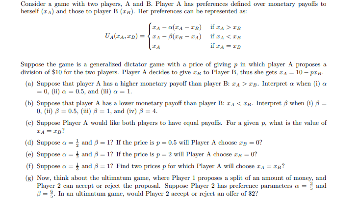 Consider a game with two players, A and B. Player A | Chegg.com