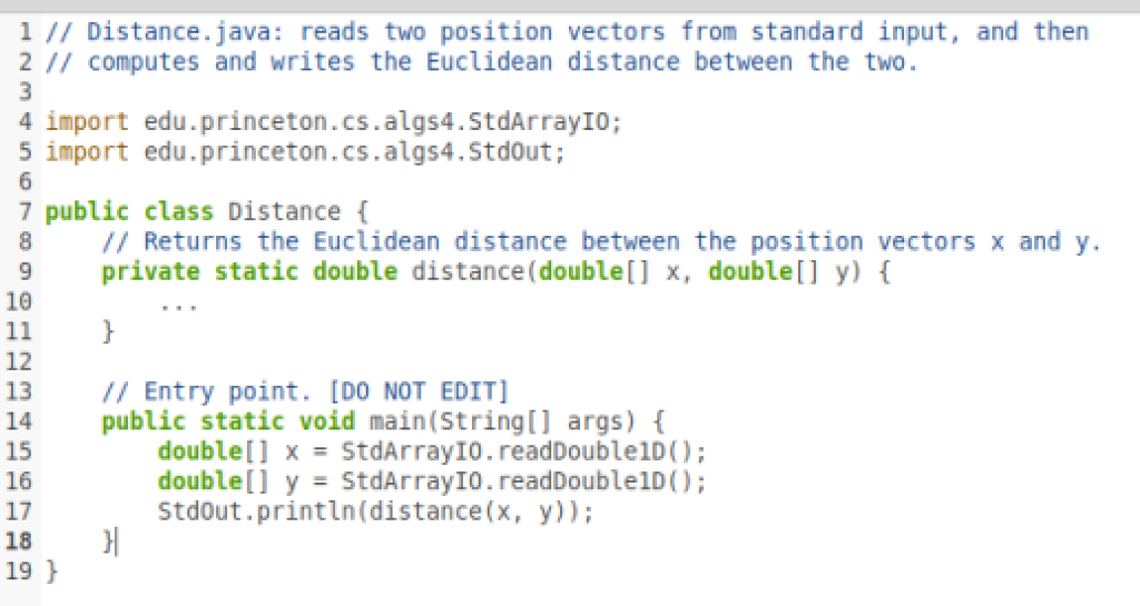 Solved Problem 3. (Euclidean Distance) Implement the static | Chegg.com
