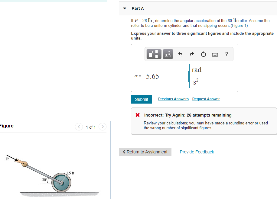 Solved If P = 26 lb , determine the angular acceleration of | Chegg.com