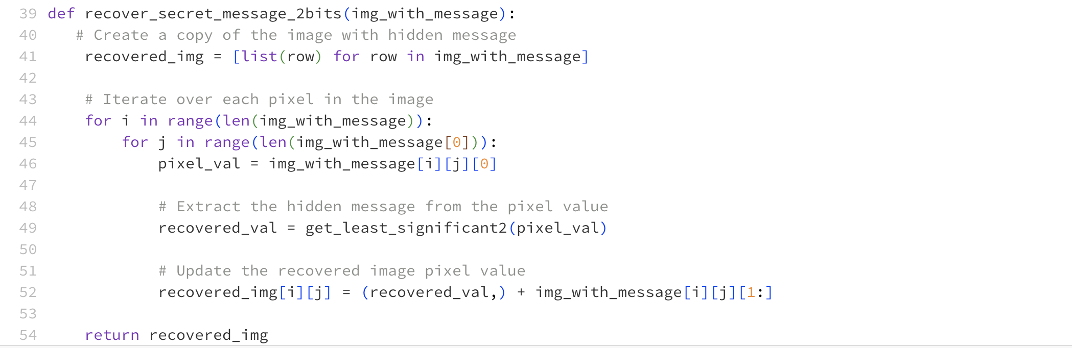 Solved Test recover 1 Expected (128,192,192) at row 0 col 0 | Chegg.com
