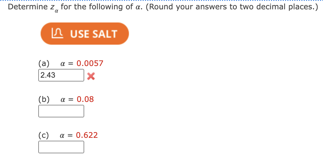 Determine Zα For The Following Of α www.chegg.com