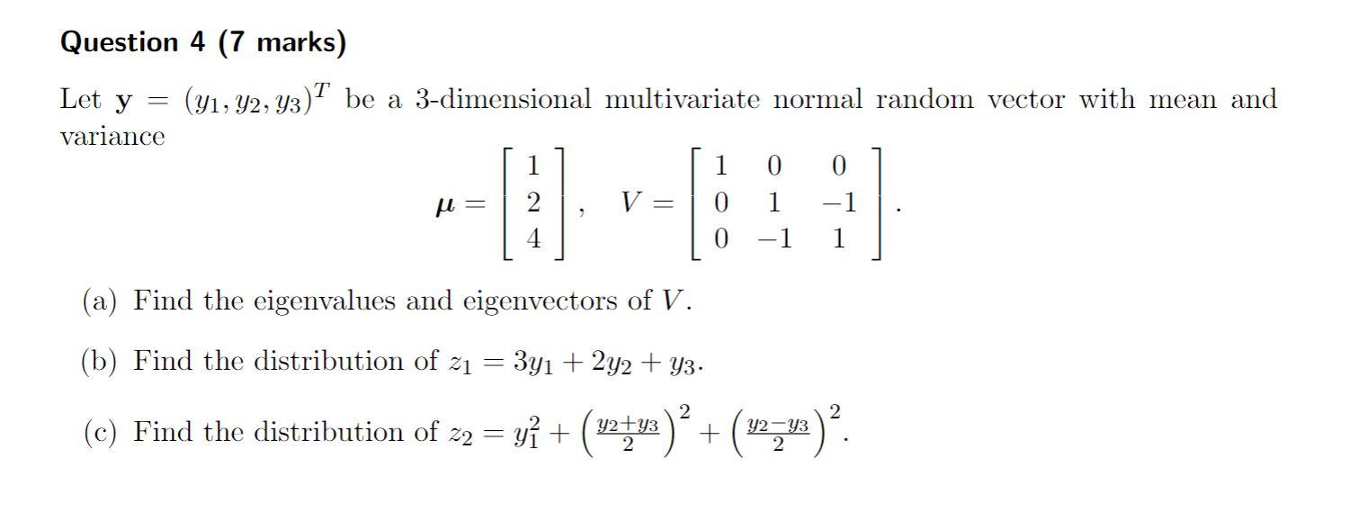 Let y=(y1,y2,y3)T be a 3-dimensional multivariate | Chegg.com