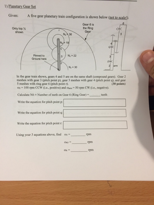 Solved 1) Planetary Gear Set Given: A five gear planetary | Chegg.com