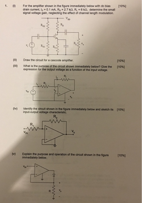 Solved 1, (I) For the amplifier shown in the figure | Chegg.com
