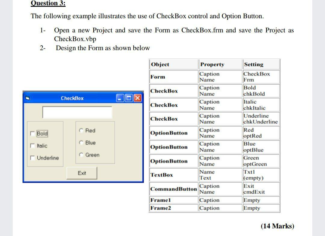 Solved Question 3: The Following Example Illustrates The Use | Chegg.com