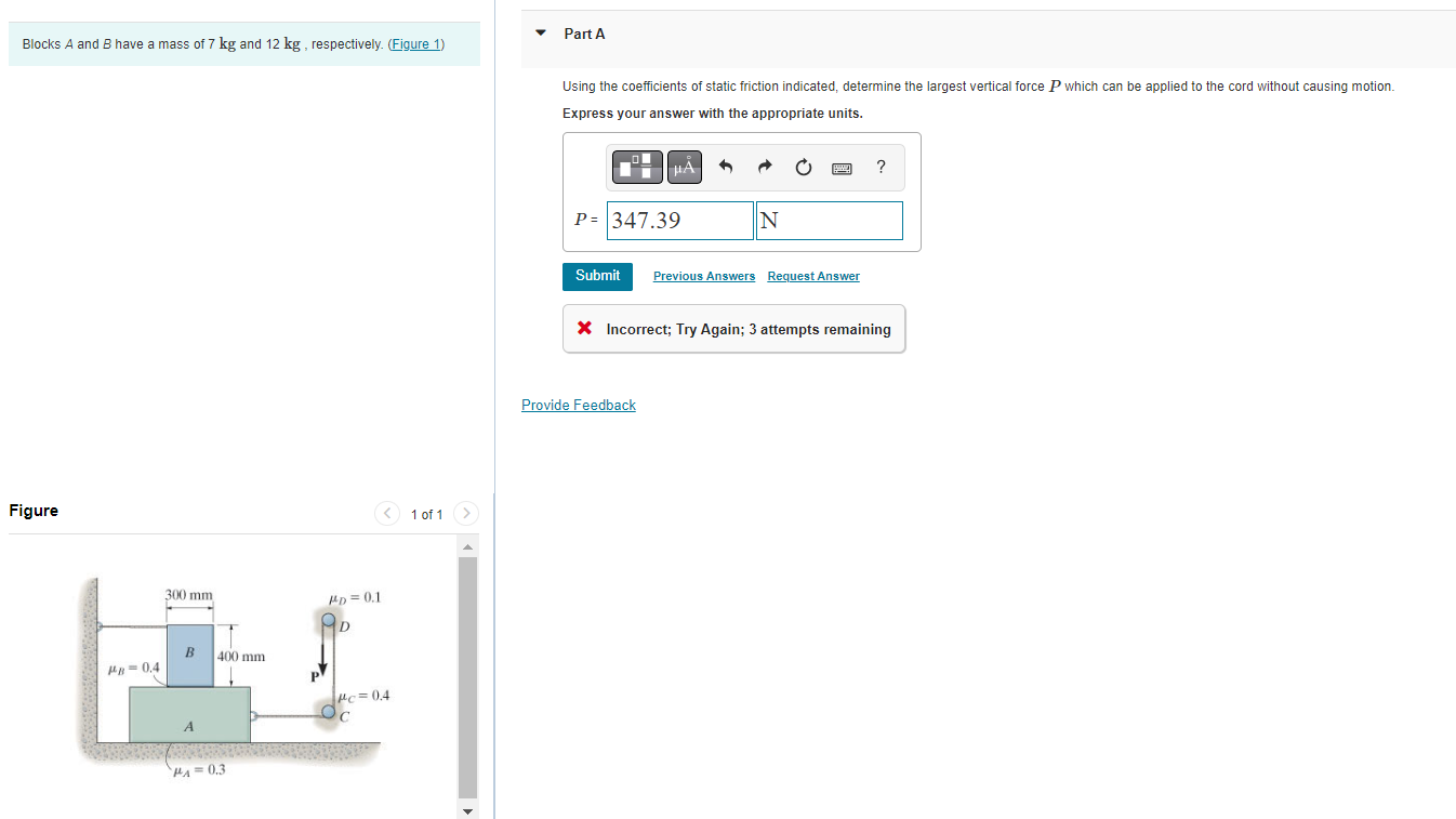 Solved Blocks A And B Have A Mass Of 7 Kg And 12 Kg, | Chegg.com