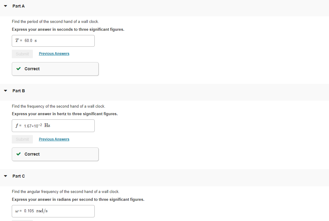 Solved Part A Find the period of the second hand of a wall 