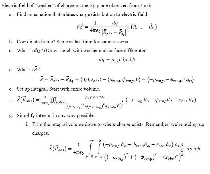 Solved Electric field of “washer