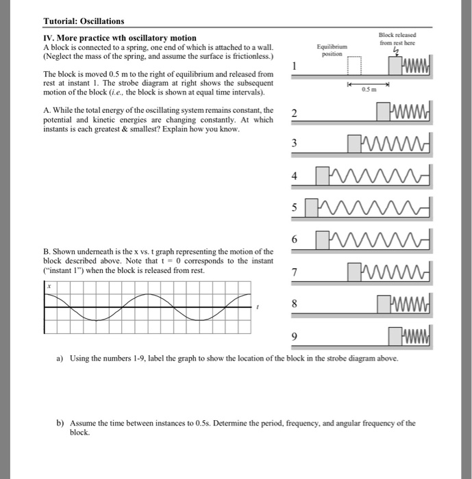 Solved Tutorial: Oscillations Block released from rest here | Chegg.com