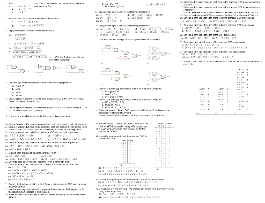 Solved The Values Of The Variables That Make Each Product Chegg Com