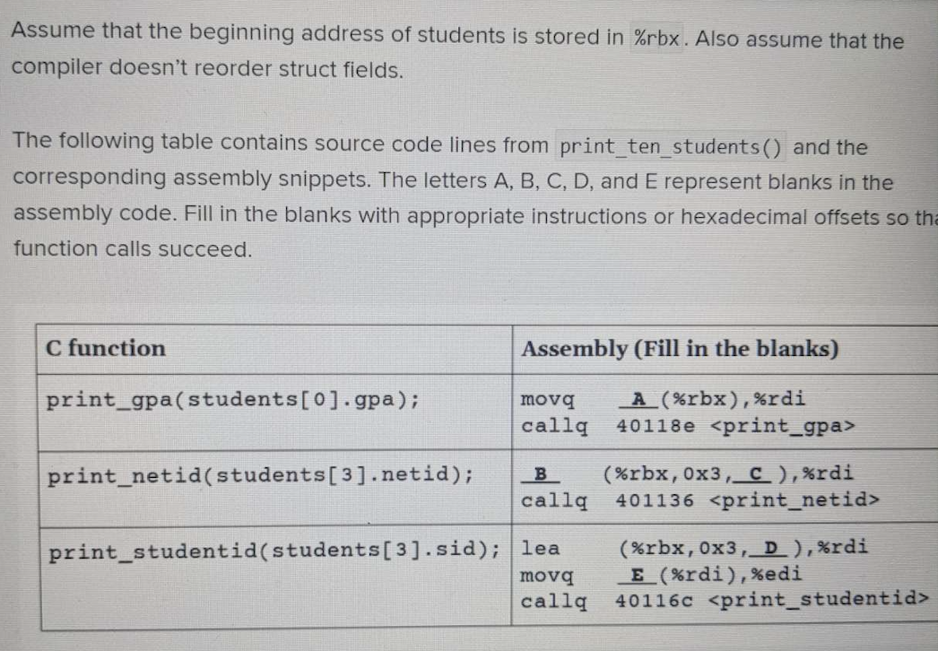 For this section, the assembly shown uses the syntax | Chegg.com