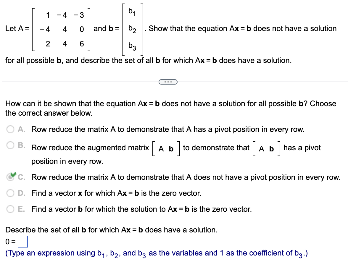 Solved can you please explain this linear algebra problem to | Chegg.com