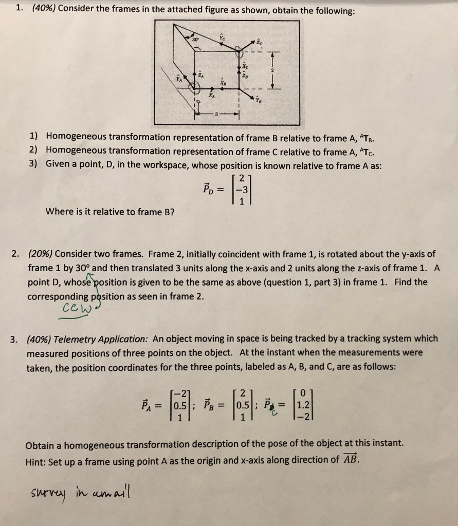 1. (40%) Consider the frames in the attached figure | Chegg.com