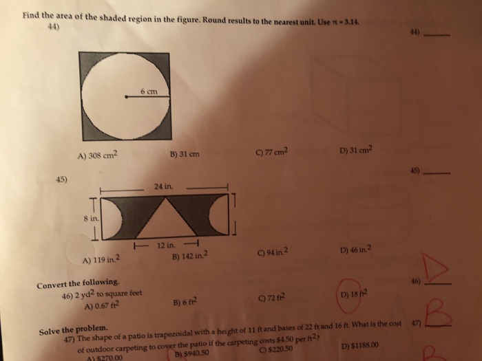 Solved Need help with 44 and 45 I have a test on Thursday ?? | Chegg.com