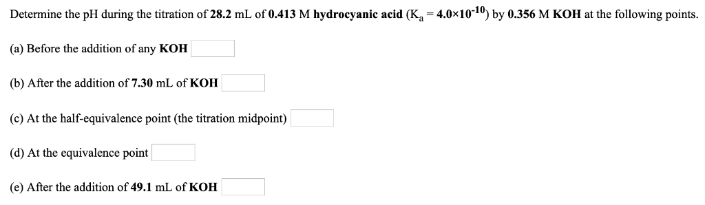Solved Determine the pH during the titration of 28.2 mL of | Chegg.com