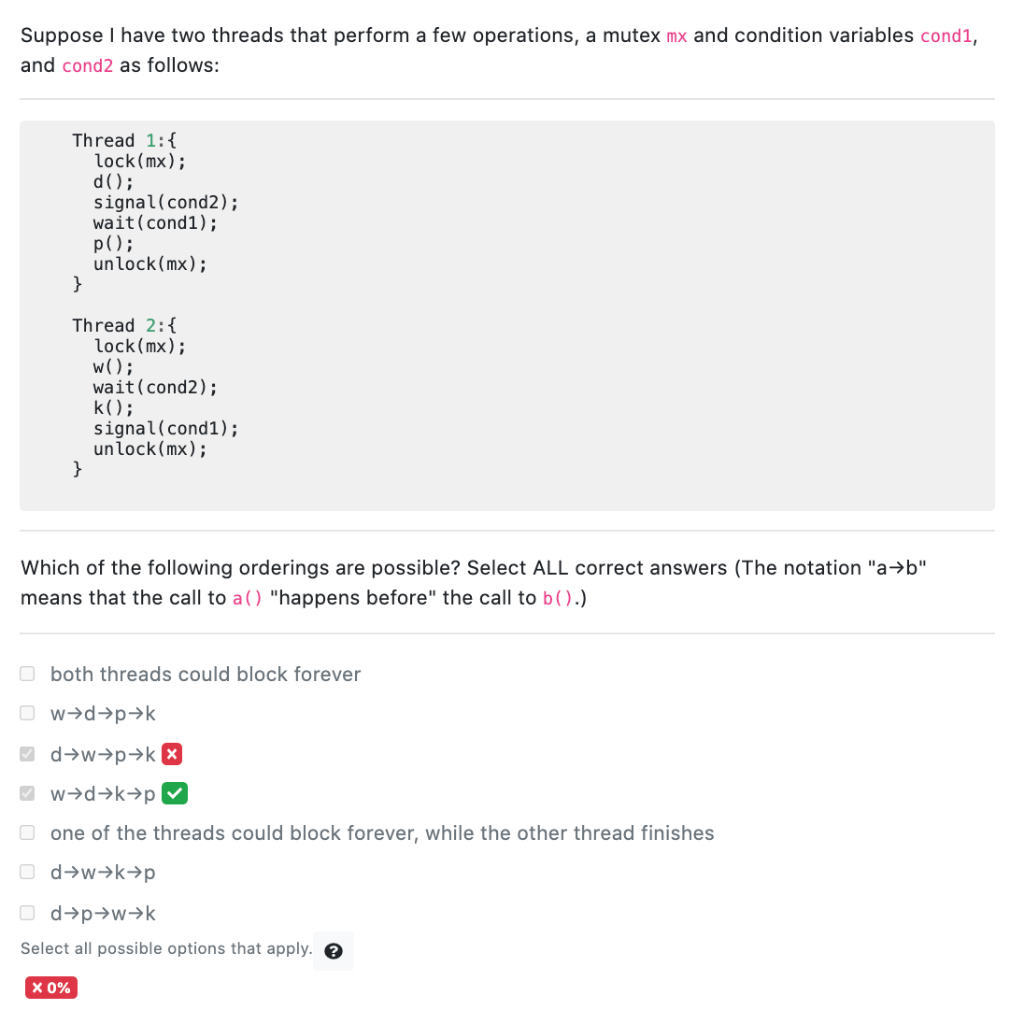 Solved Suppose I have two threads that perform a few | Chegg.com